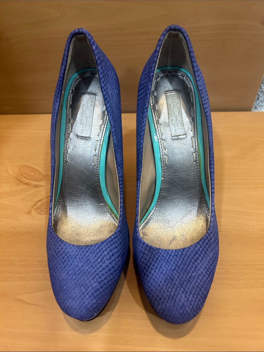 RACHEL Rachel Roy Cobalt Blue Textured Platform Stiletto Pumps